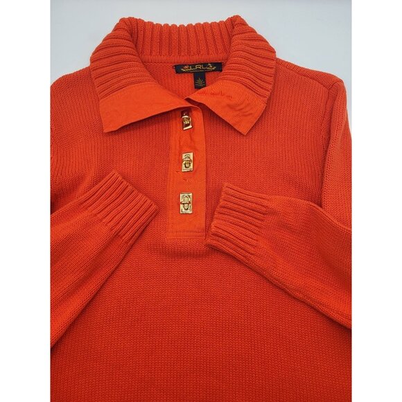 Lauren Ralph Lauren Sweaters - LRL Lauren Ralph Lauren Women L Orange Sweater Gold Turn Lock Preppy Old Money